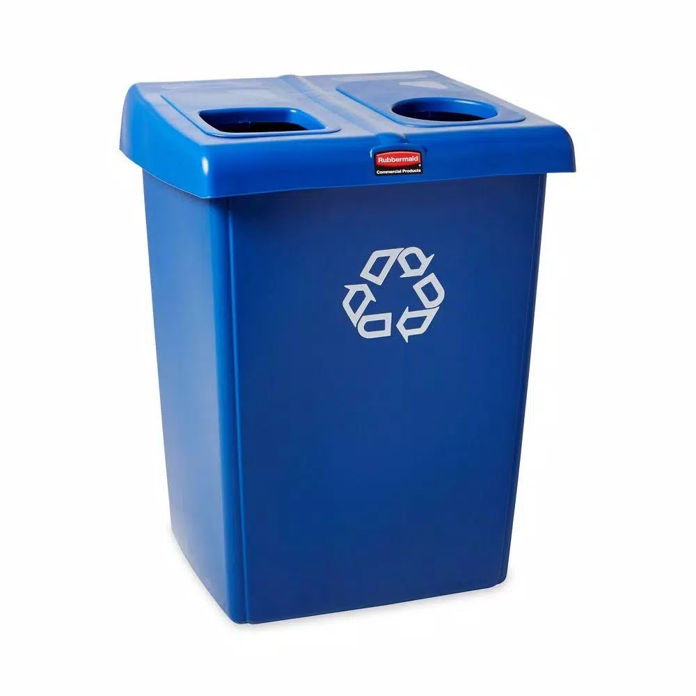 Rubbermaid Commercial Products 46 Gal. 2-Stream Glutton Recycling Station - High-Capacity Indoor/Outdoor Recycling Bin