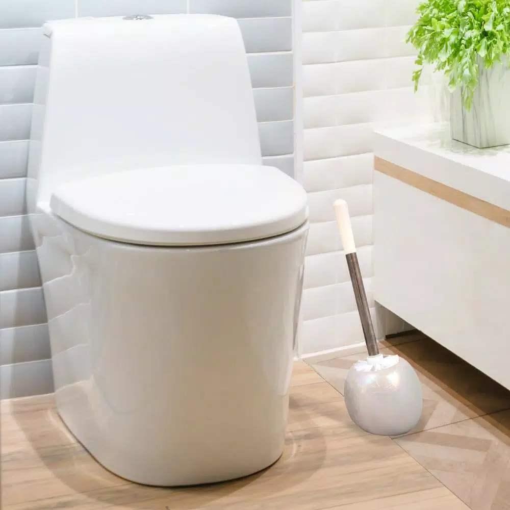 Bath Bliss 14 in. Ceramic Dome Toilet Brush and Holder Set with Stainless Steel Handle, Iridescent
