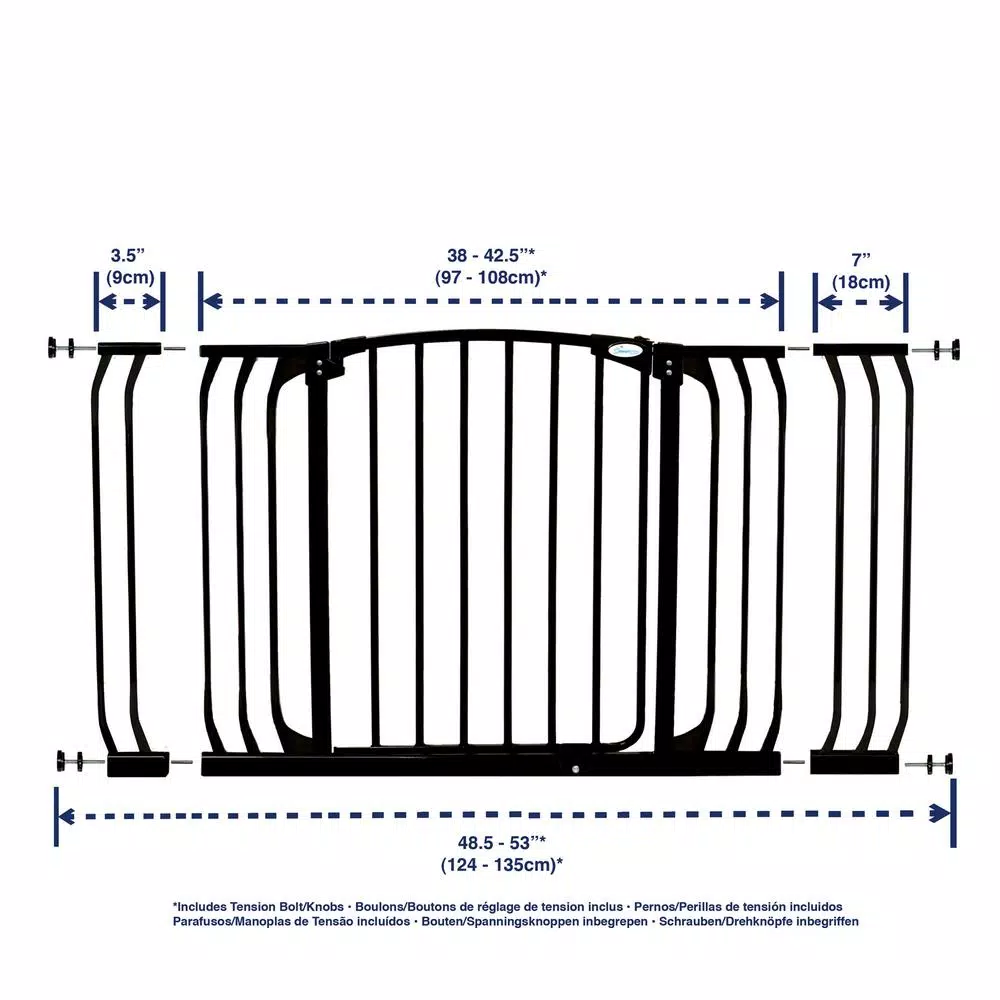Dreambaby Chelsea Extra Wide Auto-Close Security Gate with Extensions, Black