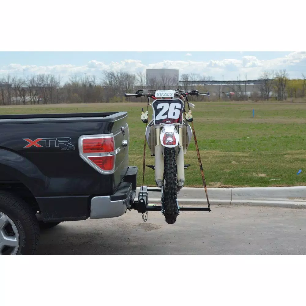 Detail K2 400 lb. Capacity Hitch Mounted Motorcycle Carrier with Adjustable Front Wheel Channel