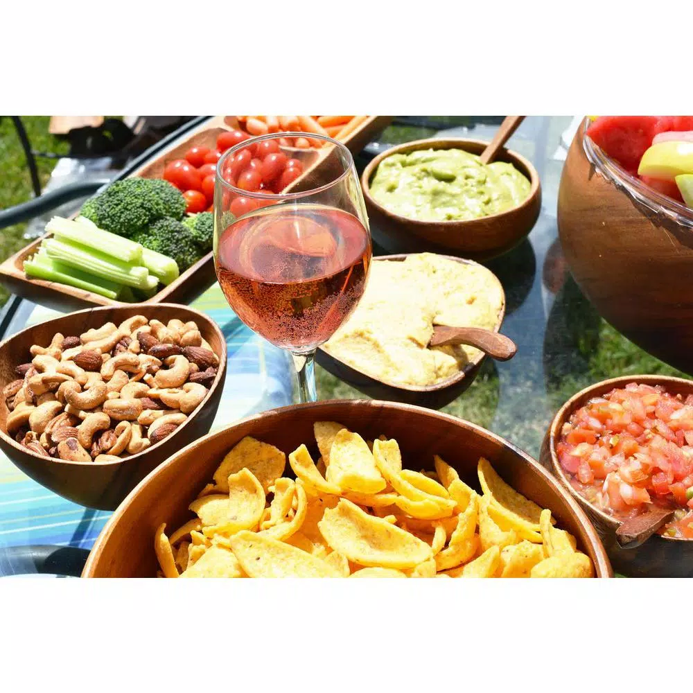 Acaciaware 6-Piece Handcrafted Acacia Wood 3-Sided Dip and Nut Bowl Set, 6 in.