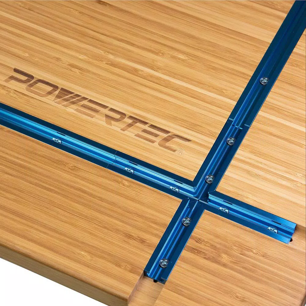 POWERTEC T-Track Intersection Kit with Wood Screws, 4-Piece Anodized Aluminum Set