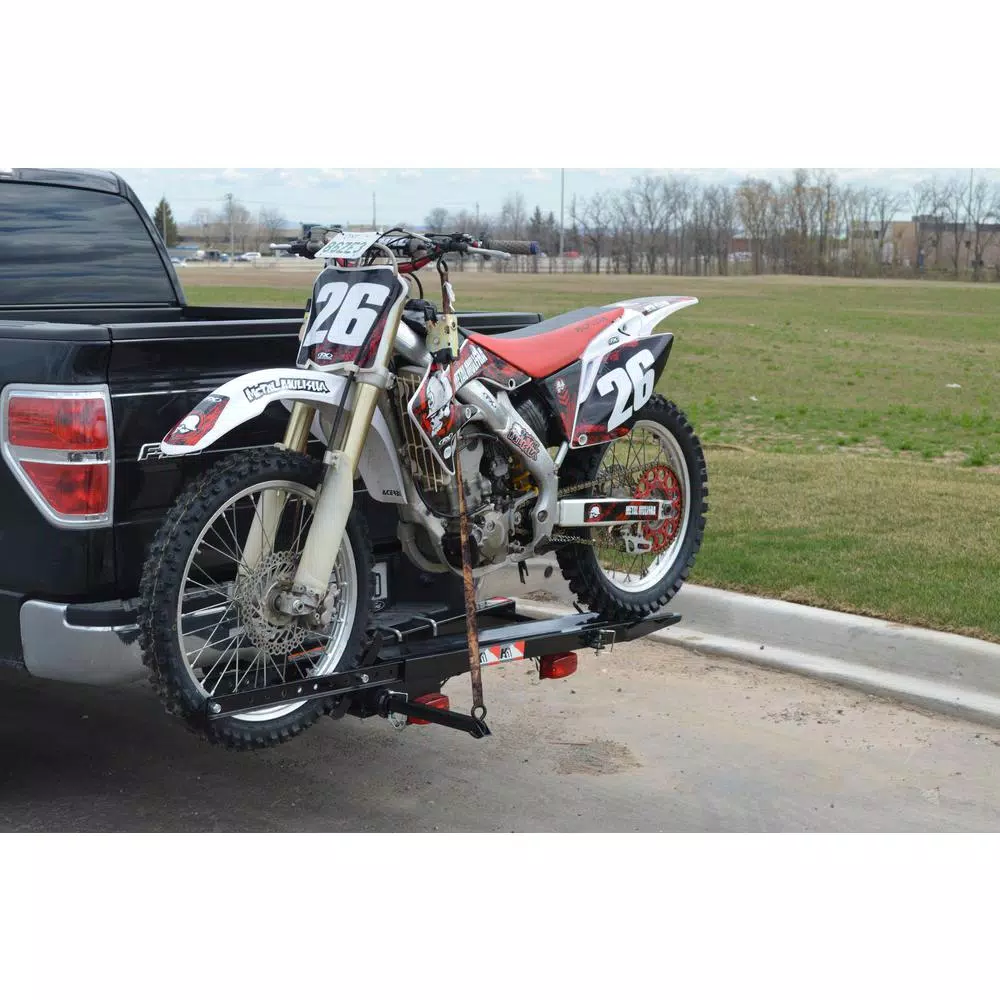 Detail K2 400 lb. Capacity Hitch Mounted Motorcycle Carrier with Adjustable Front Wheel Channel