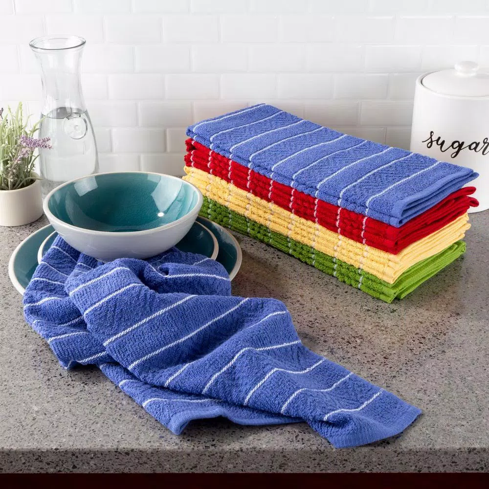 Unbranded 100% Cotton Striped Chevron Weave Kitchen Towels, Set of 8