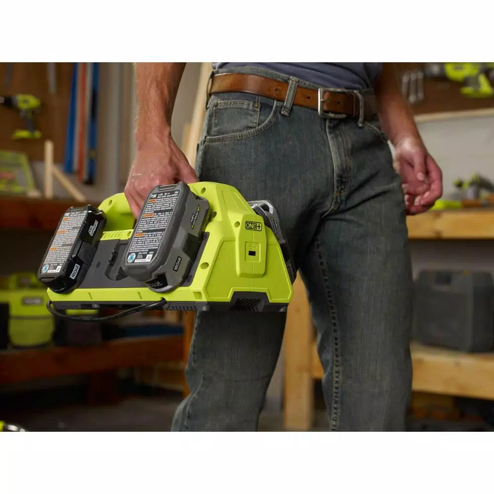 RYOBI 18V ONE+ 6-Port IntelliPort Supercharger Kit with 1.5 Ah and 4.0 Ah Batteries