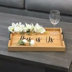 Elegant Designs Natural Wood Decorative Serving Tray with Black Metal Handles -  thumbnail 6