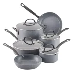 Farberware Quartz 10-Piece Nonstick Aluminum Cookware Set with Induction Base, Gray Speckle thumbnail 1