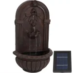 Sunnydaze Decor Florence Iron Lead Finish Solar Outdoor Wall Fountain - Decorative Resin Water Feature thumbnail 1