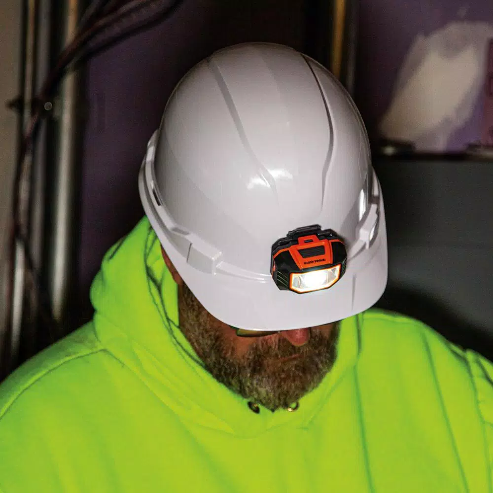 Klein Tools Non-Vented Cap Style Hard Hat with Integrated Headlamp, Class E, Type 1, White