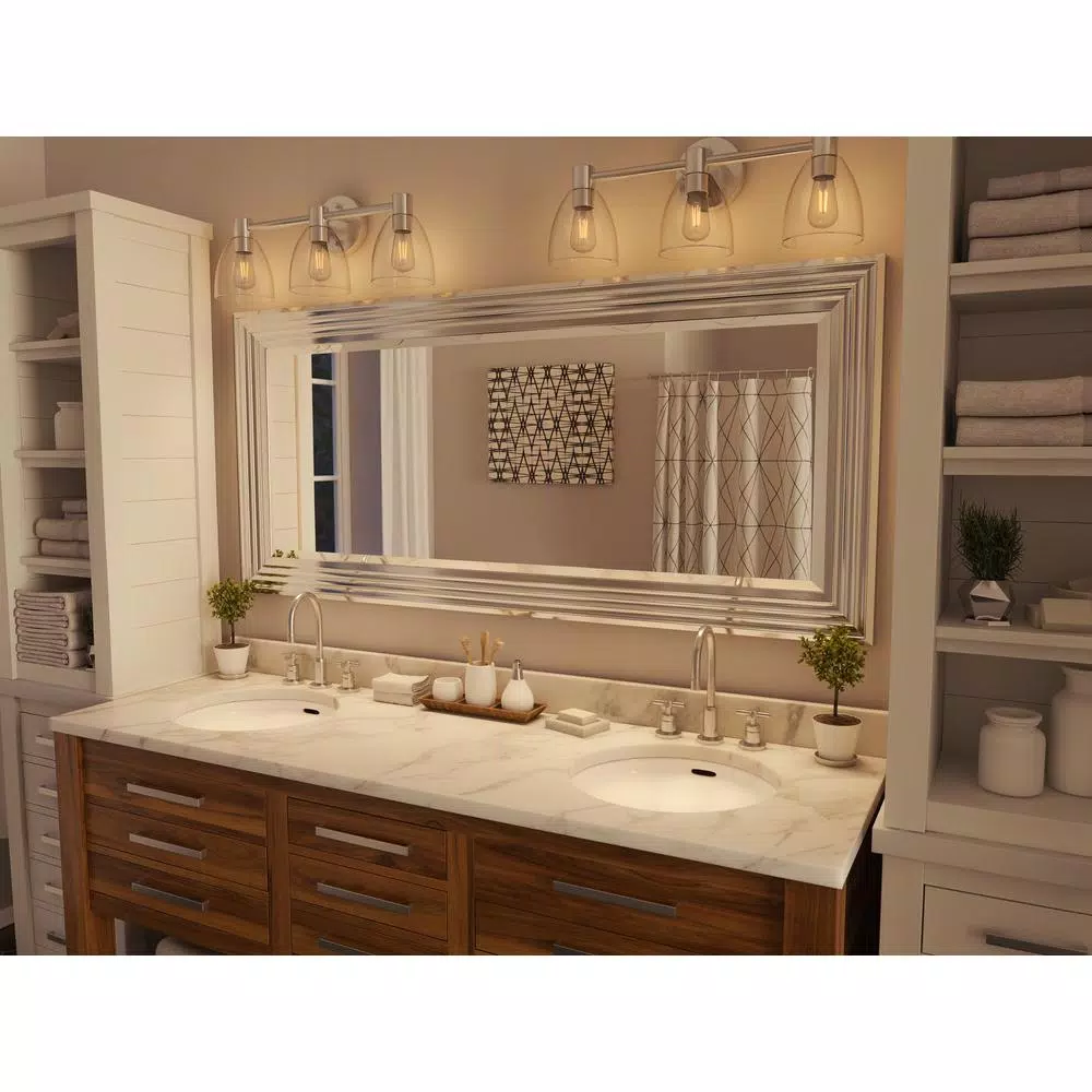 Kenroy Home Lyonesse 66 in. Oversized Chrome Composite Beveled Glass Floor Leaner Mirror with Hooks