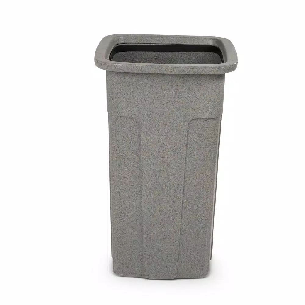 Toter Slimline 25 Gallon Square Trash Can - Graystone Heavy Duty Polyethylene