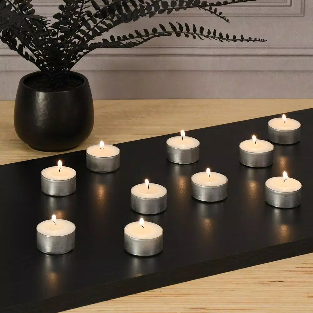 LUMABASE Extended Burn Unscented Tea Light Candles, 100-Count