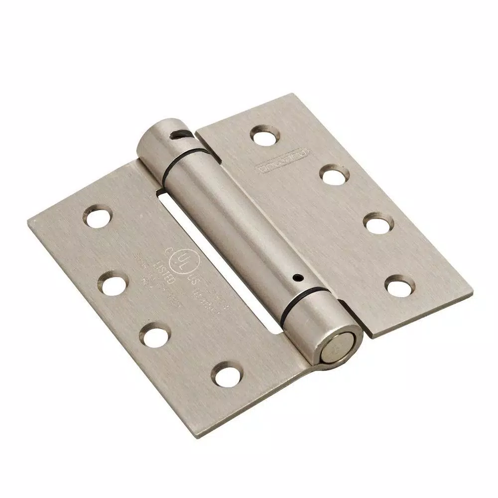 Onward 4 in. x 4 in. Adjustable Spring Butt Hinge, Brushed Nickel Steel, 45 lb. Capacity