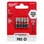 Milwaukee SHOCKWAVE 1 in. #3 Phillips Impact Duty Steel Insert Bits, 5-Pack thumbnail 2