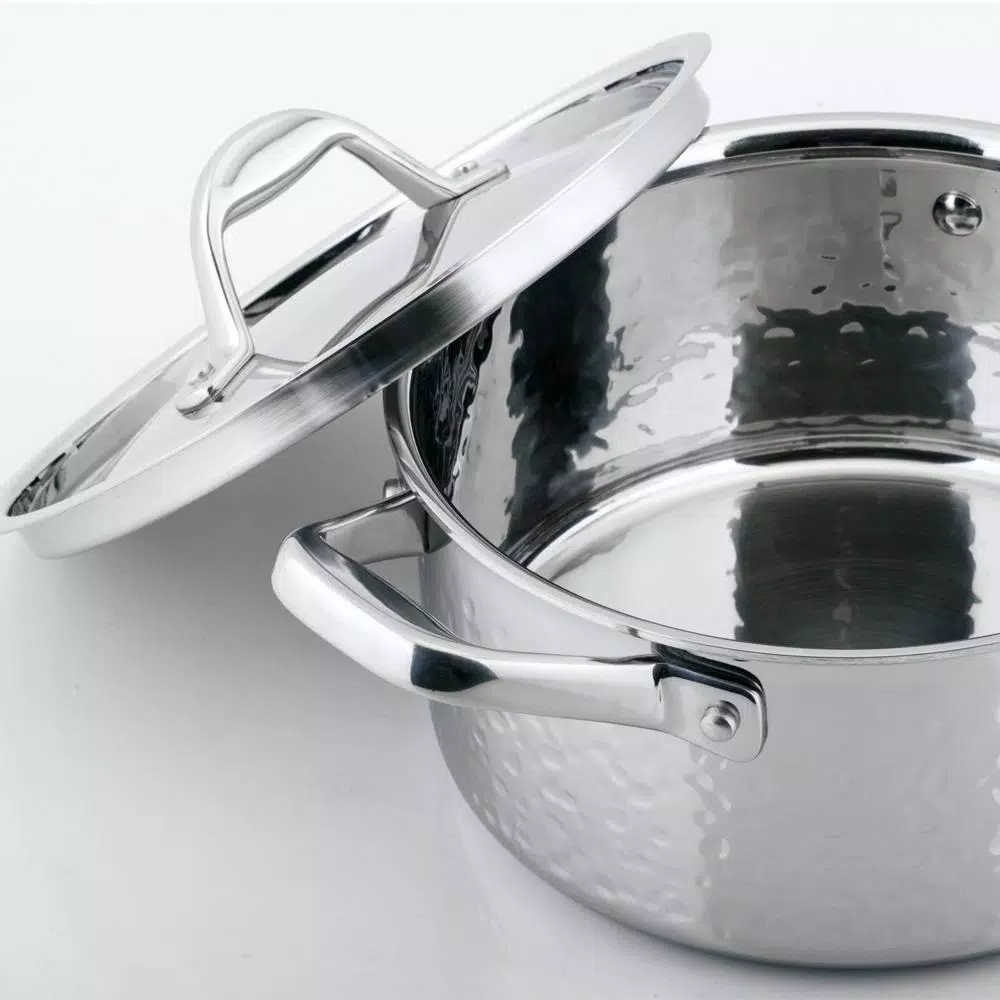 1829 Carl Schmidt Sohn STERN 2.6 qt. Hammered Stainless Steel Stock Pot with Lid