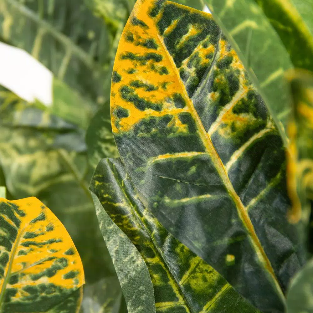 Zentique Faux Green and Yellow Tipped Leafed Potted House Plant, 34.5 in.