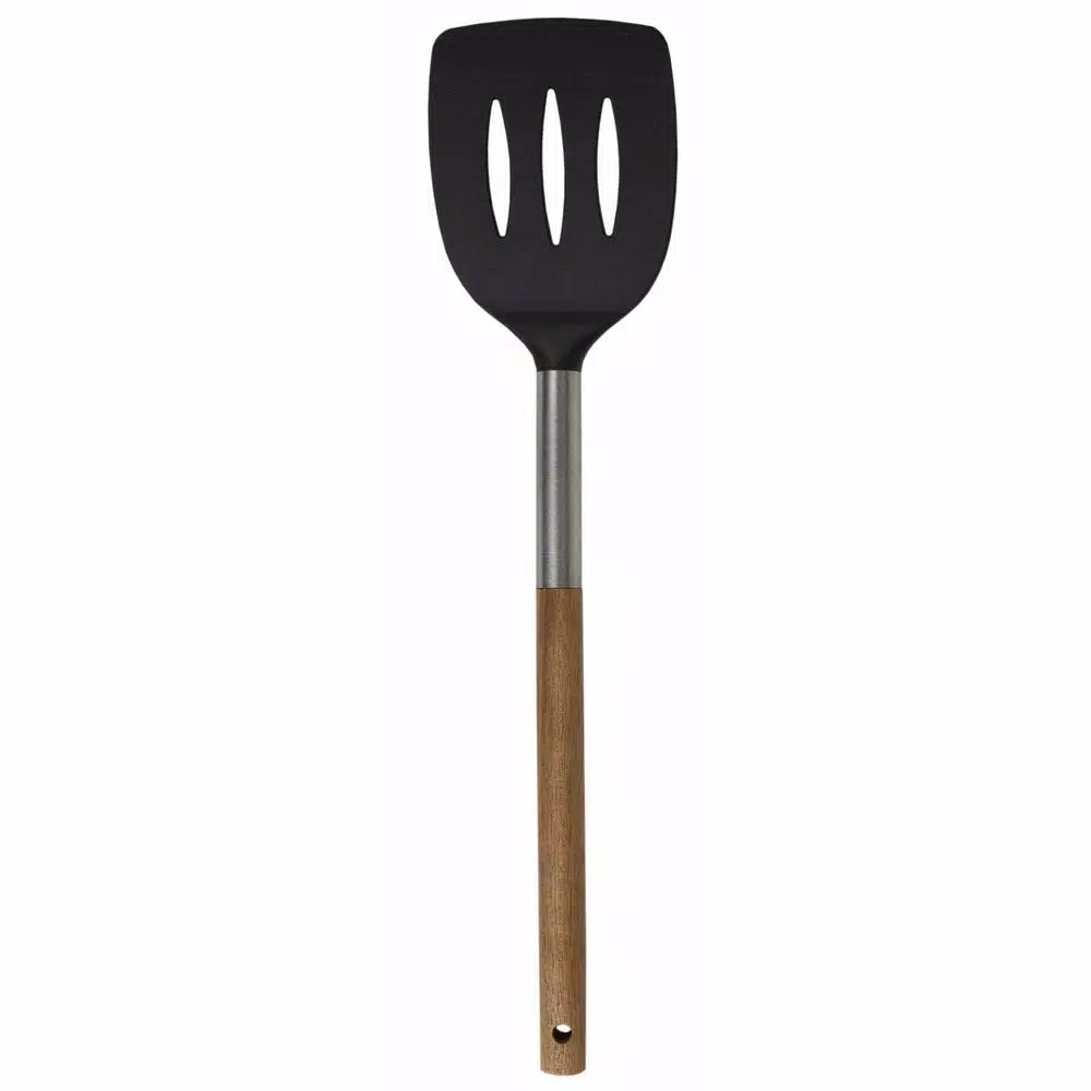 Unbranded Winchester Collection Natural Scratch-Resistant Rubber Slotted Spatula with Wood Handle