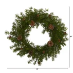 Nearly Natural 18 in. Alpine Pine and Pine Cone Artificial Wreath thumbnail 2