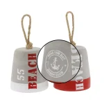 LITTON LANE Coastal Living Gray and Red Cement Rope Buoy Door Stops, Set of 2 thumbnail 3