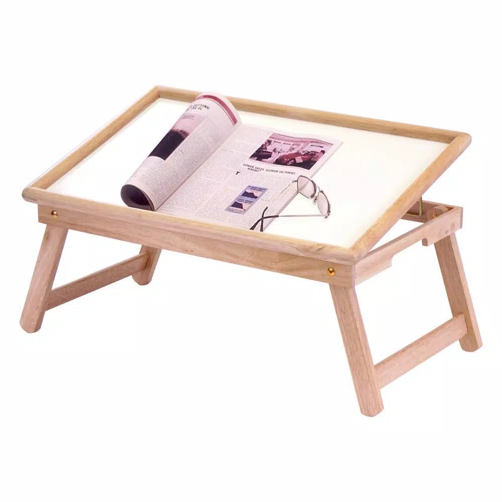 Winsome Ventura Breakfast Bed Tray, Foldable Wood Serving Tray with Melamine Top