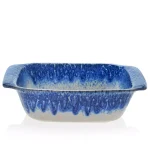 Libbey Artisan Square Stoneware Bake Dish, 2qt Ceramic Baker, Blue and White thumbnail 2