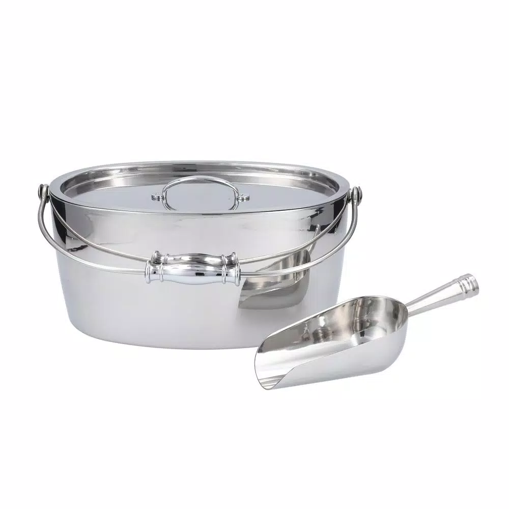 Fortessa Crafthouse by Fortessa Stainless Steel Oval Ice Bucket Set with Scoop and Lid