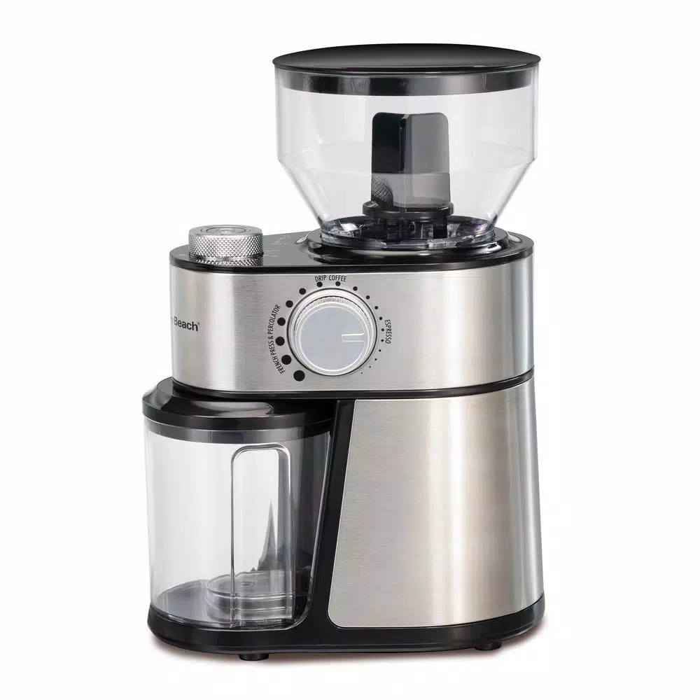 Hamilton Beach 16 oz Stainless Steel Burr Coffee Grinder with 18 Grind Settings