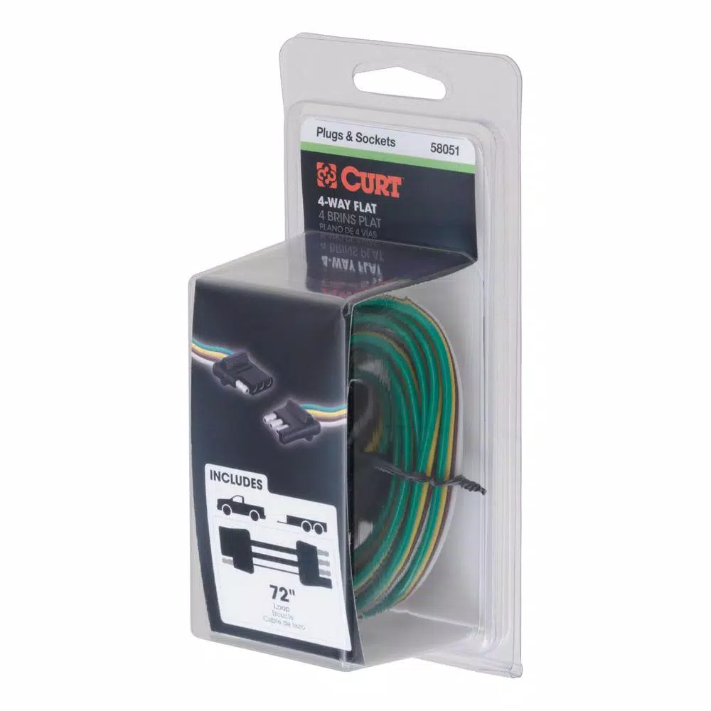 CURT 4-Way Flat Trailer Connector Kit with 72" Color-Coded Wires