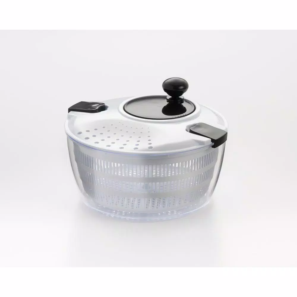 Cook Pro 4.5 Qt. Salad Spinner with High-Speed Crank Handle and Clip Lock Straining Lid, White