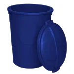 HDX Otto 32 Gal. Blue Round Plastic Recycling Bin with Lid and Recycling Logo thumbnail 7