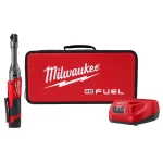Milwaukee M12 FUEL 12V Brushless Cordless 1/4 in. Extended Reach Ratchet Kit with 2.0 Ah Battery thumbnail 1