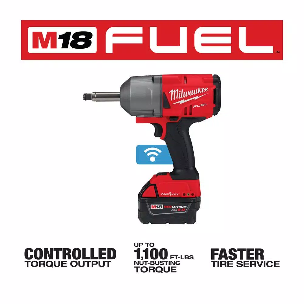 Milwaukee M18 FUEL 1/2 in. Impact Wrench with ONE-KEY, Extended Anvil Kit with 2 Batteries