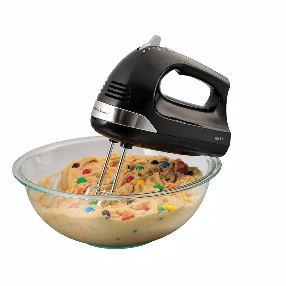 Hamilton Beach 6-Speed Black Hand Mixer with Snap-On Storage Case