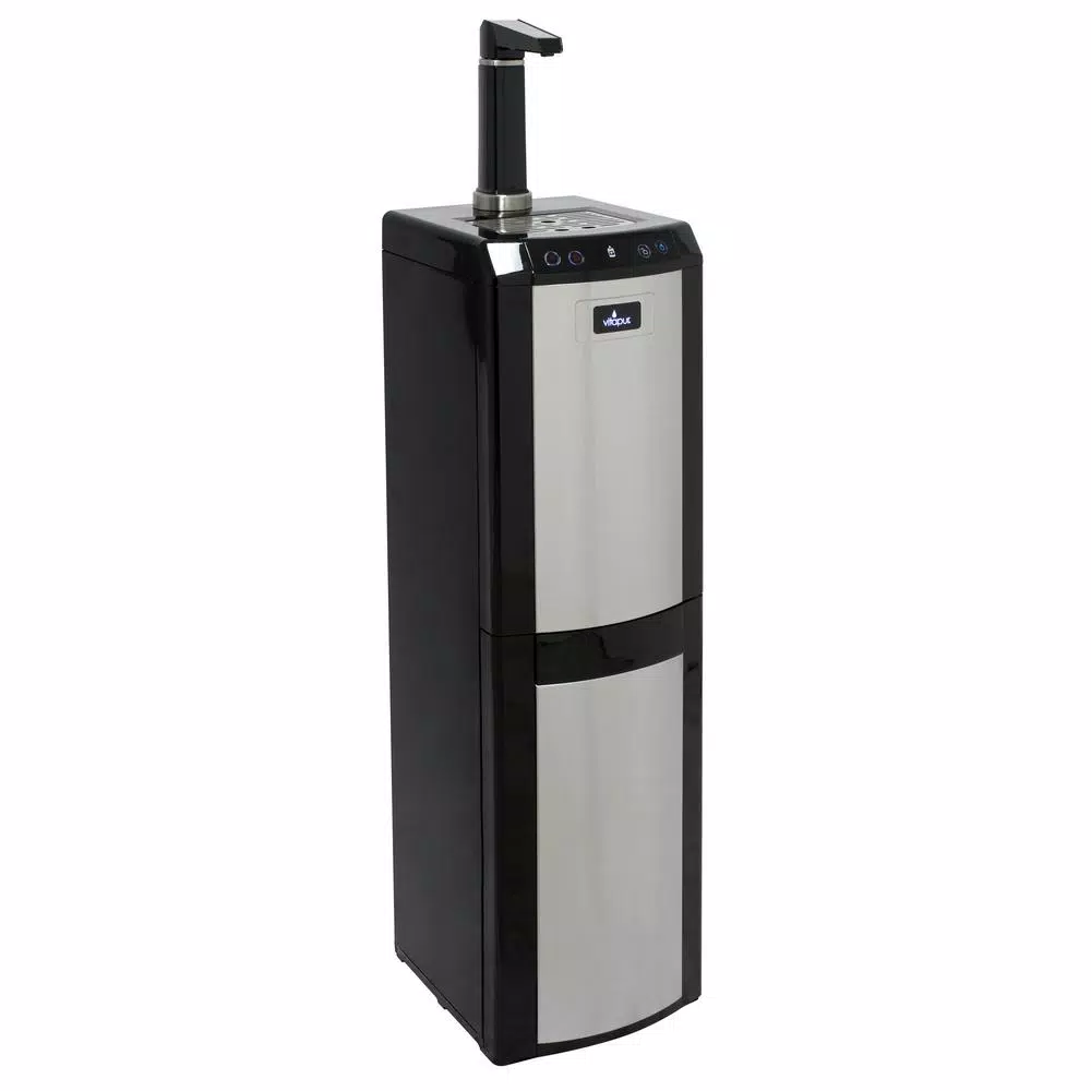 Vitapur Bottom Loading Water Cooler Dispenser with Kettle Feature, Hot/Room/Cold, Stainless Steel & Black