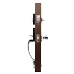 Copper Creek Craftsman Polished Stainless Steel Front Door Handleset with Left-Hand Scandinavian Lever thumbnail 3
