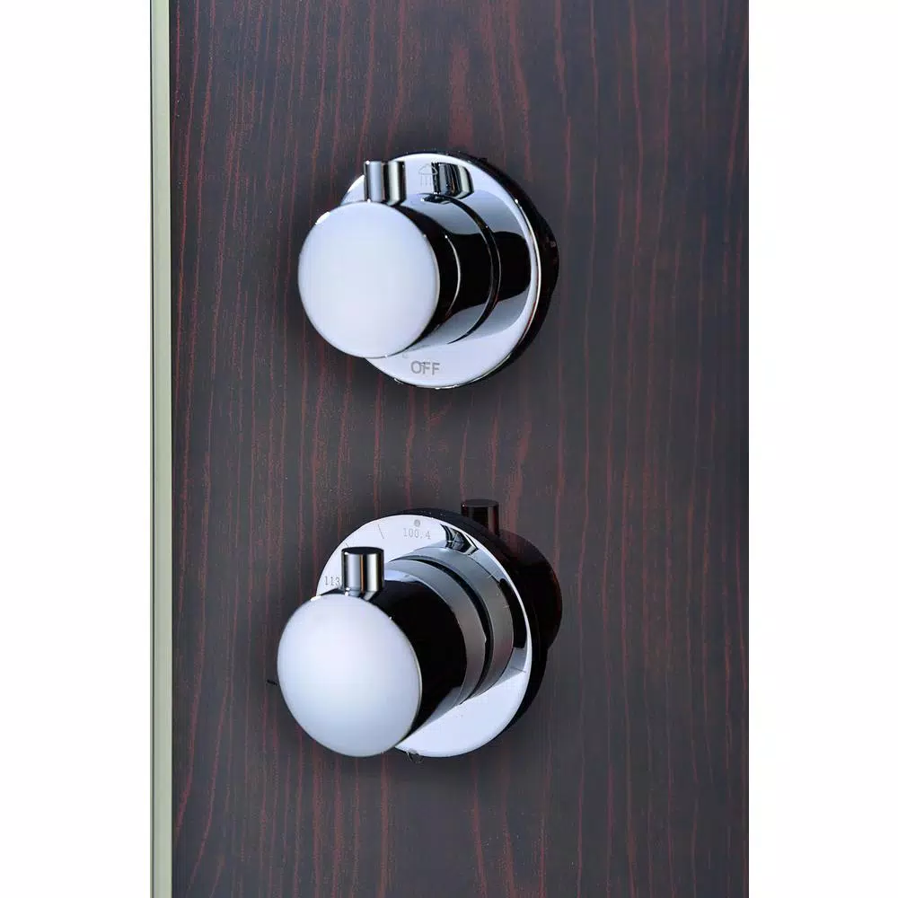 ANZZI Pure 59 in. 3-Jet Full Body Shower Panel System, Mahogany Deco-Glass with Heavy Rain Head & Handheld Sprayer