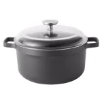 BergHOFF GEM 5.2 qt. Cast Aluminum Nonstick Stock Pot with Glass Lid, Black thumbnail 1