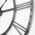 Utopia Alley Rivet Roman Industrial Oversize Wall Clock, 45-inch, Distressed Gray Metal thumbnail 6