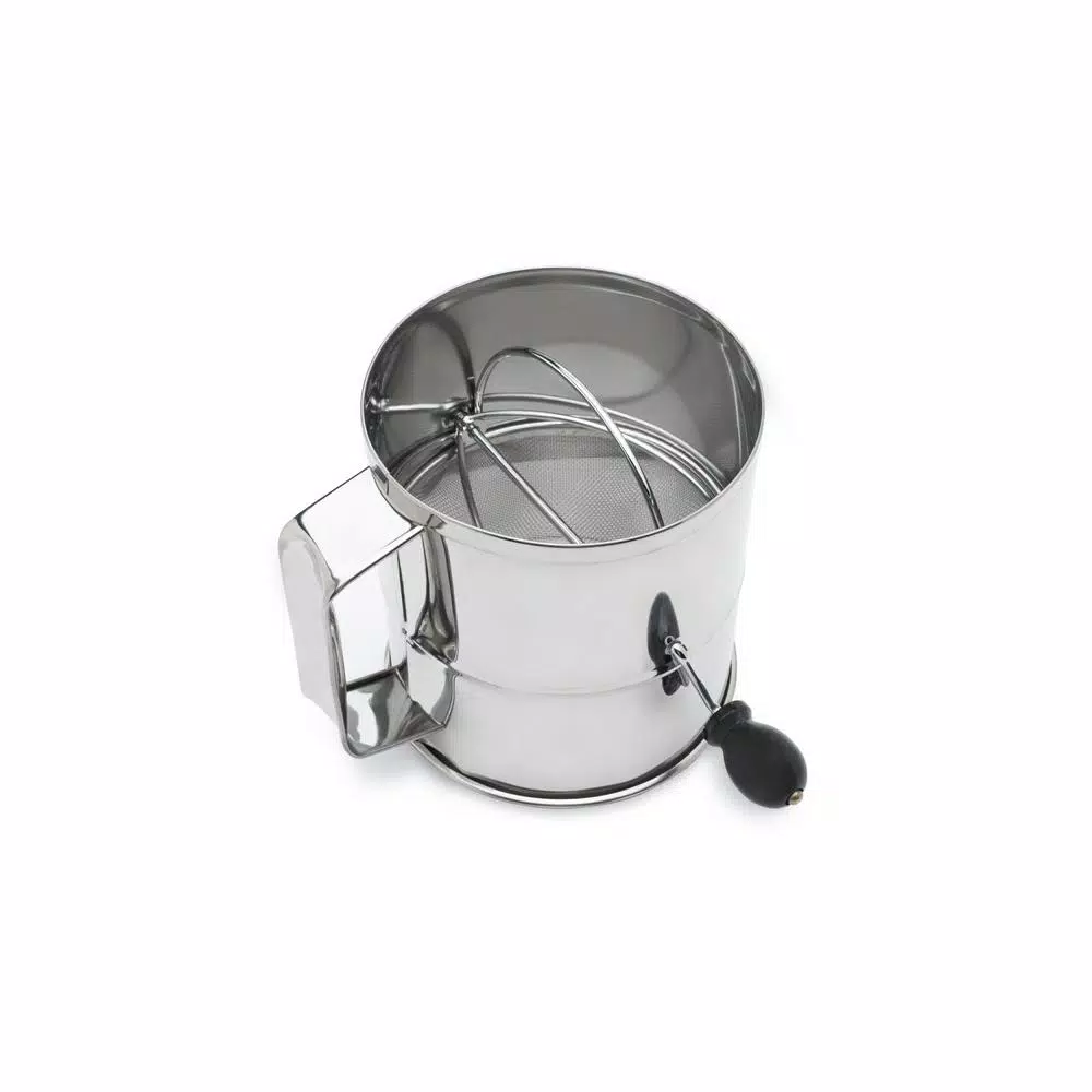 Fox Run 8-Cup Stainless Steel Flour Sifter with Crank Handle