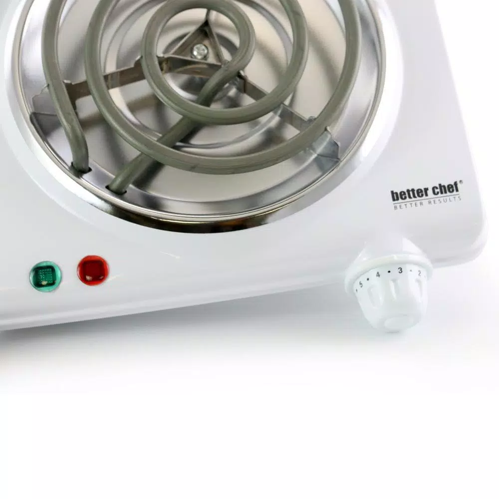 Better Chef 7 in. Single Burner White Electric Portable Countertop Hot Plate with Thermostat