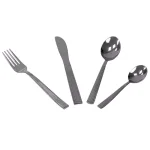 Unbranded Stripes 16-Piece 18/0 Stainless Steel Flatware Set, Silver Modern Silverware thumbnail 2