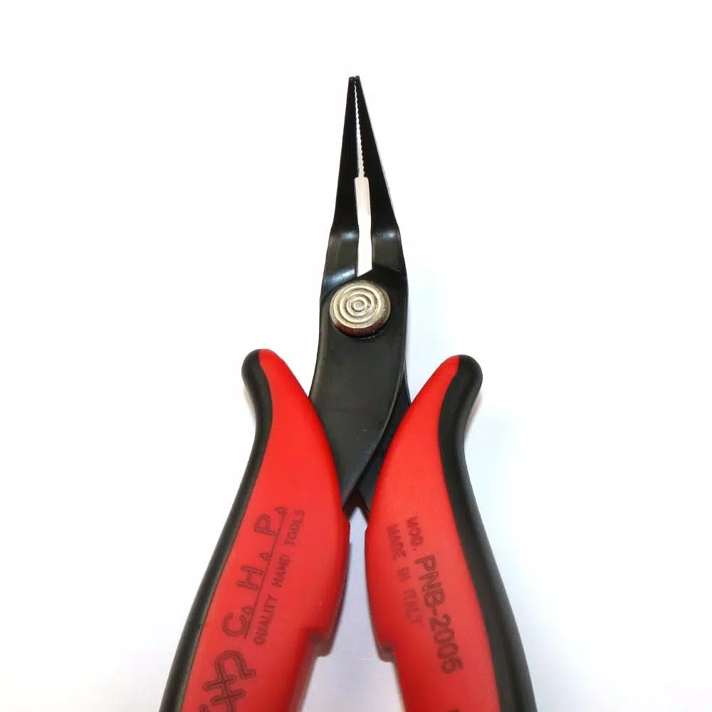 Hakko CHP PNB-2005 Long Nose Angled Pliers, 45° Angle, Serrated Jaws