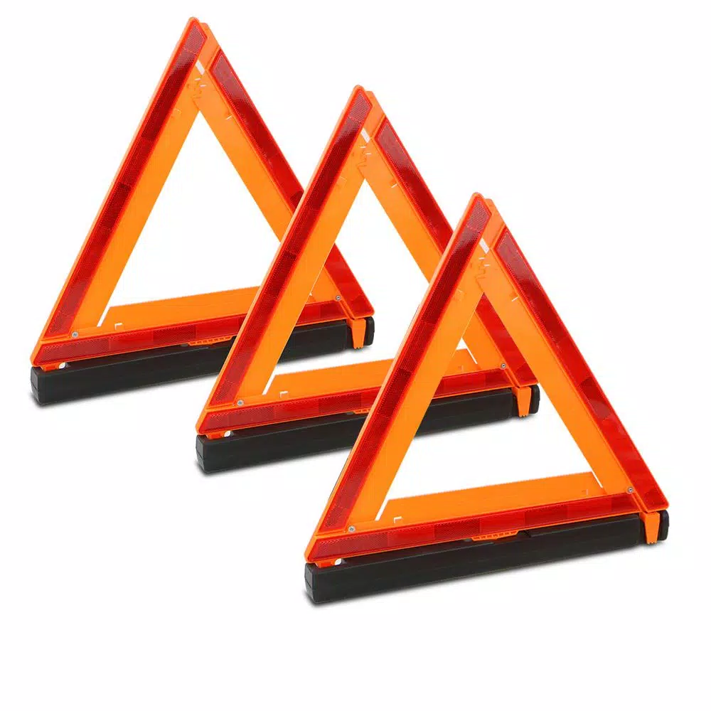 Stark 3-Pack Roadside Folding Safety Triangle Reflector Warning Kit, DOT Approved