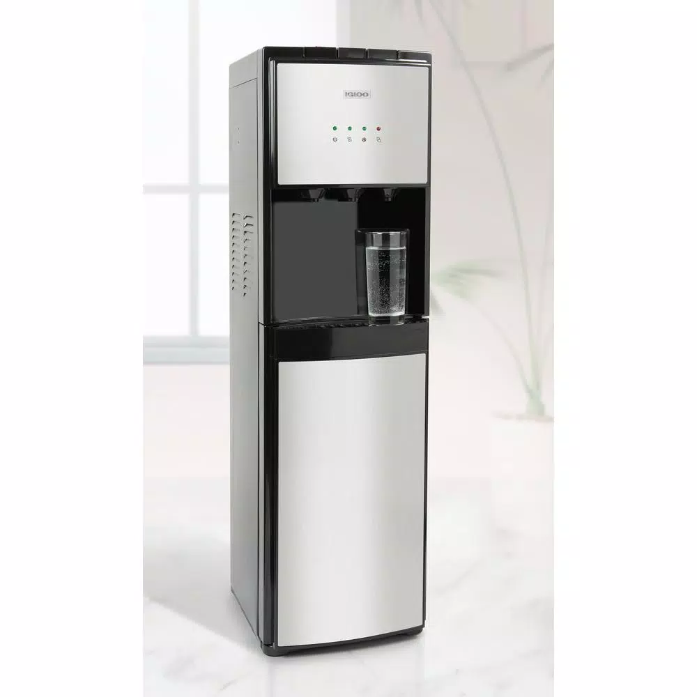 Igloo Bottom Loading Water Dispenser - Hot, Cold & Room Temperature - Black & Stainless Steel