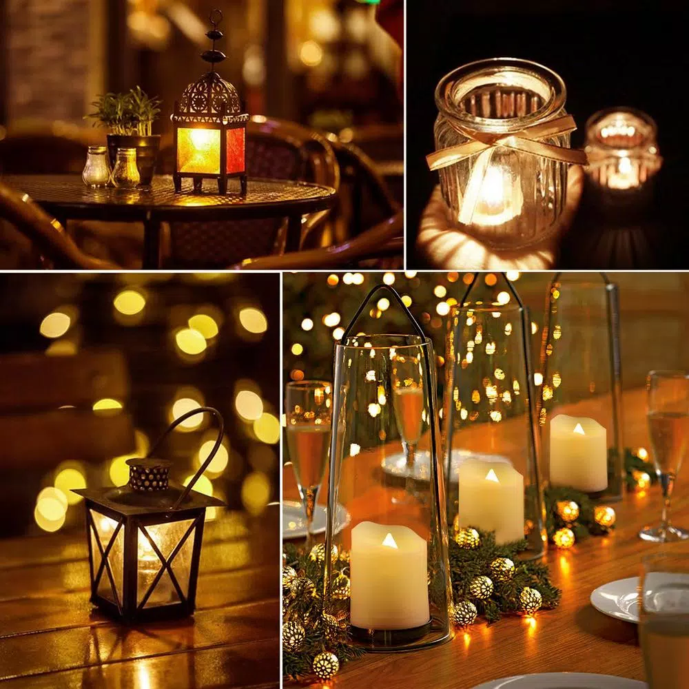 Novelty Place 12-Pack Flameless LED Votive Candles, Battery Operated Flickering Tealight Candles, Warm White