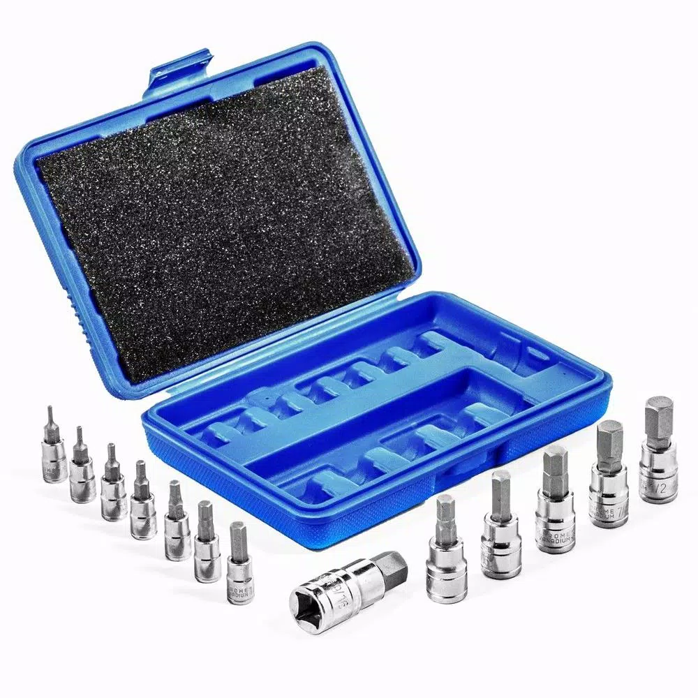 Stark SAE Pro-Grade Hex Allen Bit Socket Set, 13-Piece Chromium-Vanadium & S2 Steel