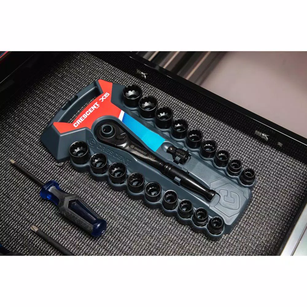 Crescent X6 3/8 in. Drive Pass-Thru Ratchet and Socket Set, 20-Piece