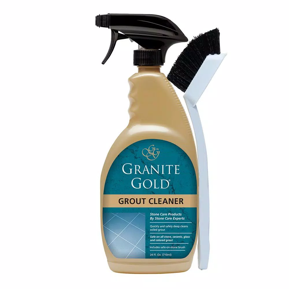 Granite Gold Grout Cleaner with Brush, 24 oz. - Safe for Stone, Tile, Porcelain, Ceramic & Glass