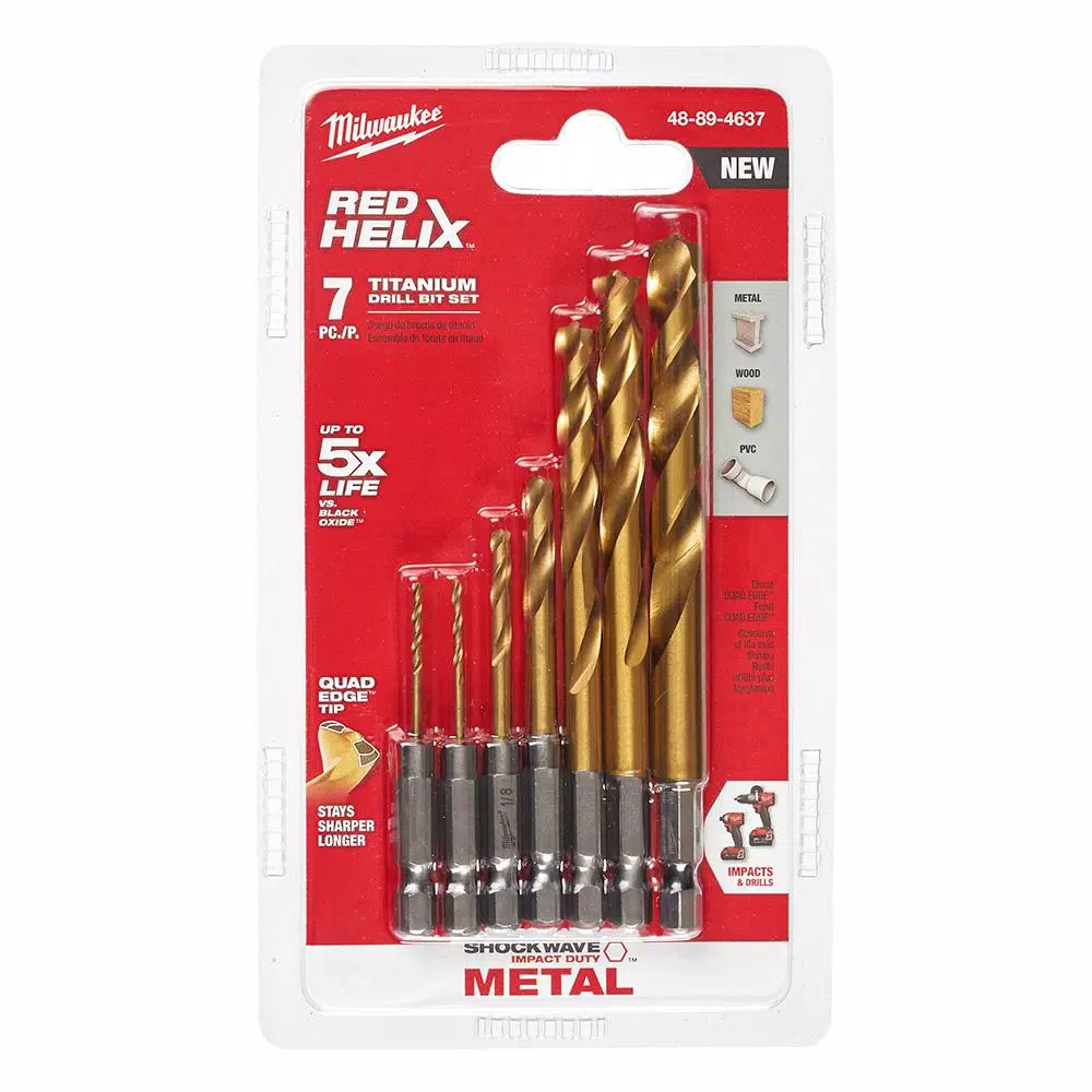 Milwaukee SHOCKWAVE Impact Duty Red Helix Titanium Drill Bit Set, 7-Piece