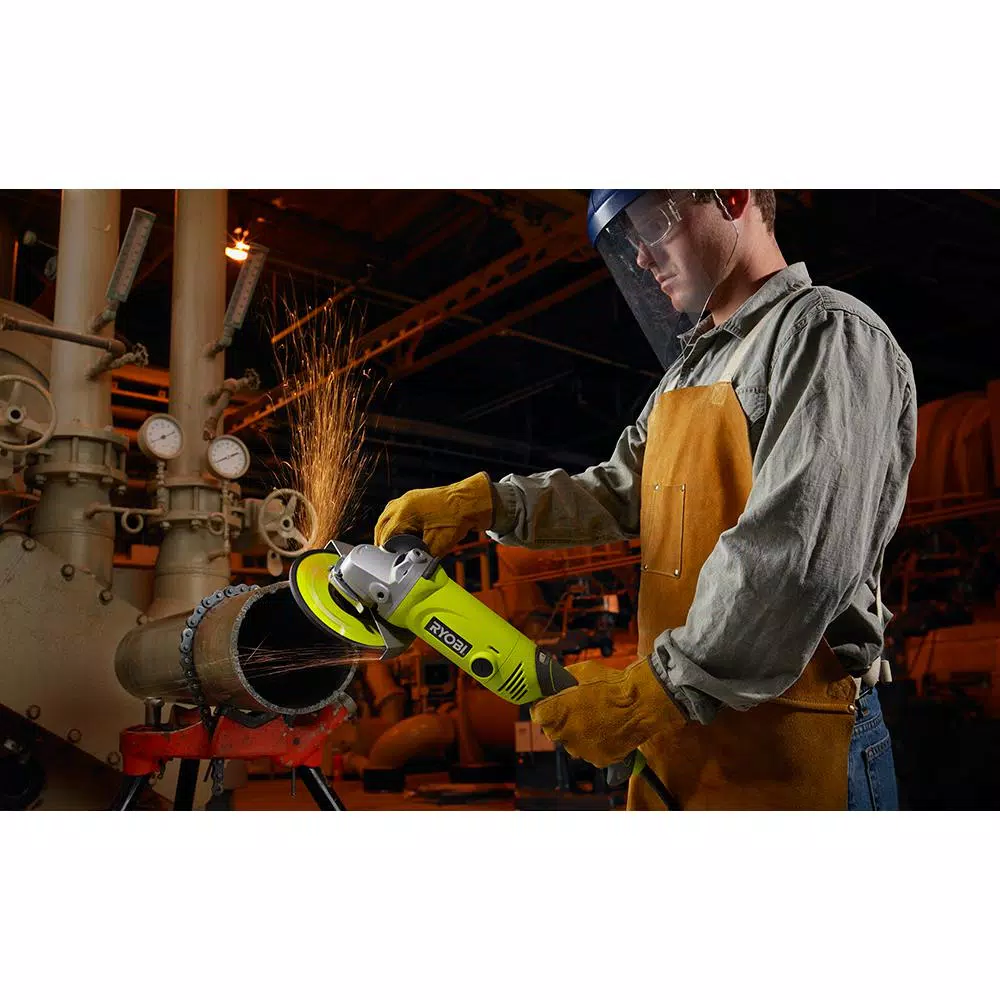 RYOBI 7 in. 10 Amp Corded Angle Grinder with Variable Speed, 6500 rpm